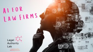 AI for Law Firms, Legal Authority Lab: profile of a woman with digital data overlay